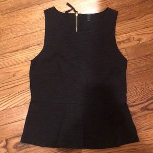 Jcrew Black Peplum Tank with Gold Zipper